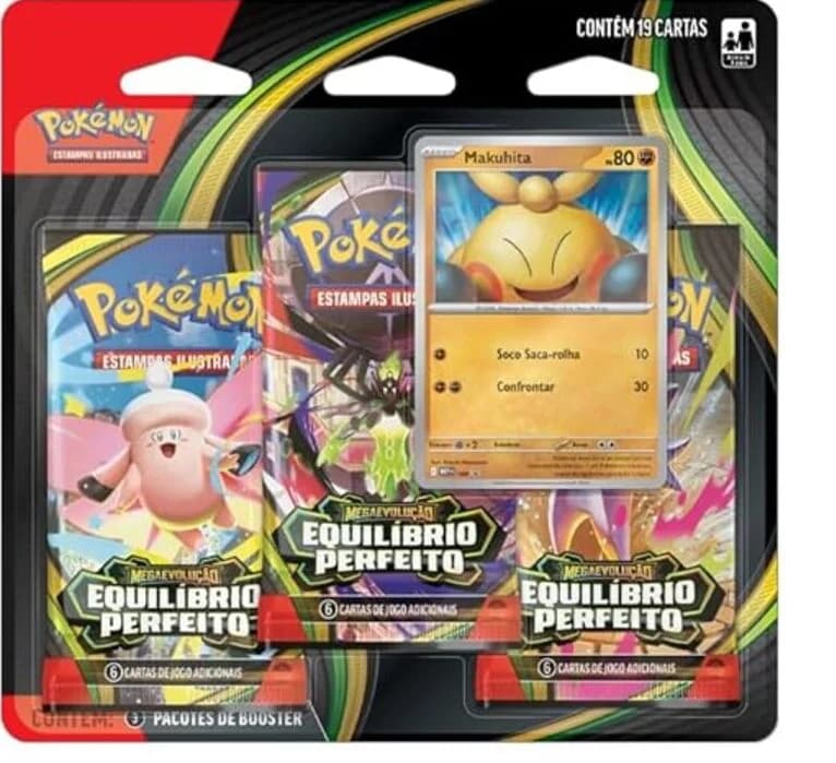 Blister Triplo Megaevolução 3 - Equilíbrio Perfeito - Makuhita (PT-BR) Triple Pack Megaevolution Series - Perfect Order - Makuhita